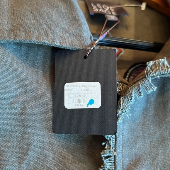 NWT LEO & SAGE Embroidered Utility Jacket Safari (size medium) - Picture 6 of 6